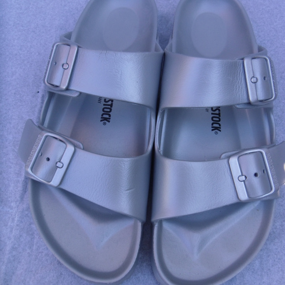 birkenstock metallic silver eva